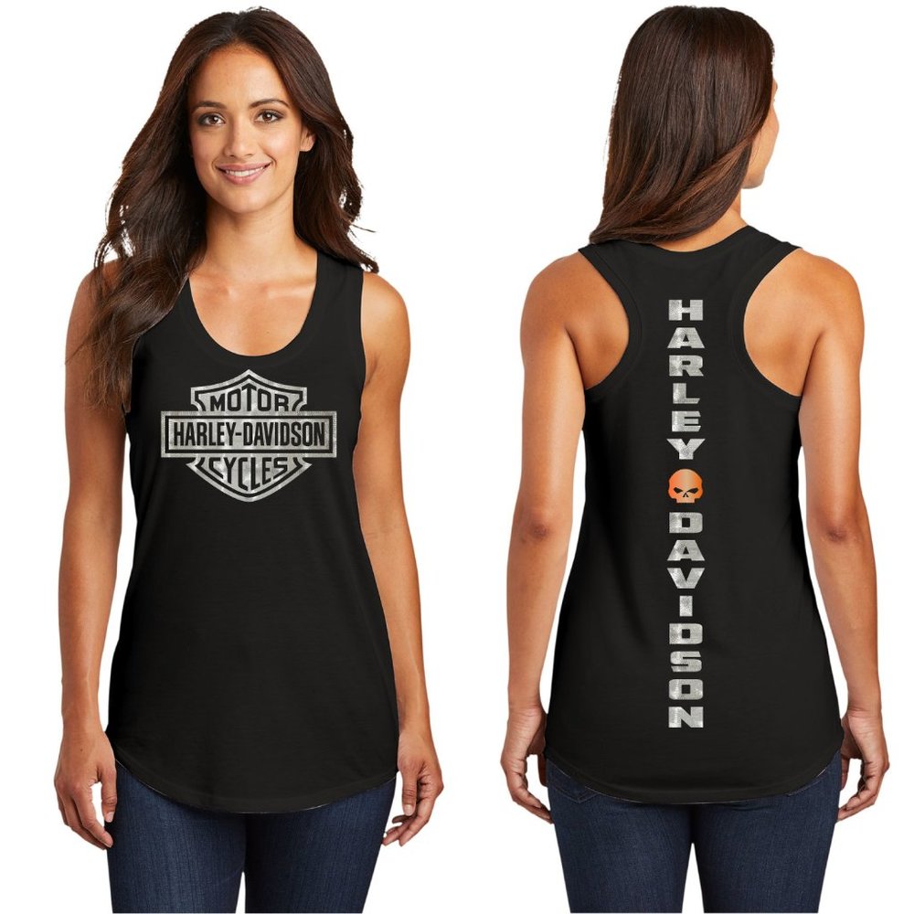 Harley Davidson Tank top DISTRICT BRAND Ring Spun Soft Diamond Plate Silver Asst